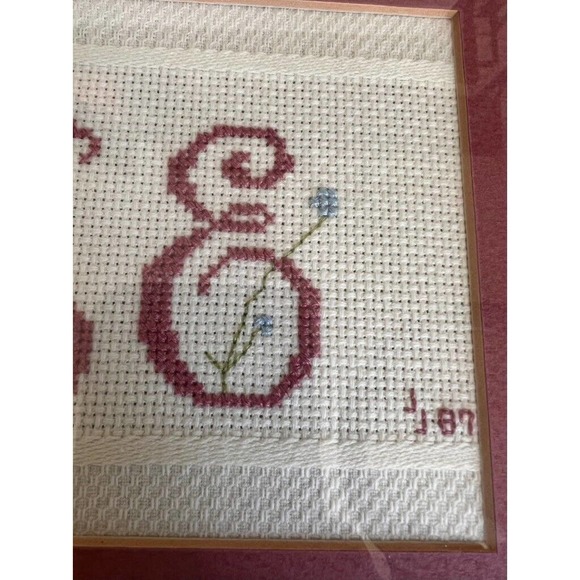 Vintage Framed Cross Stitch Matted Welcome Sign Country Farm House Decor - Picture 6 of 8